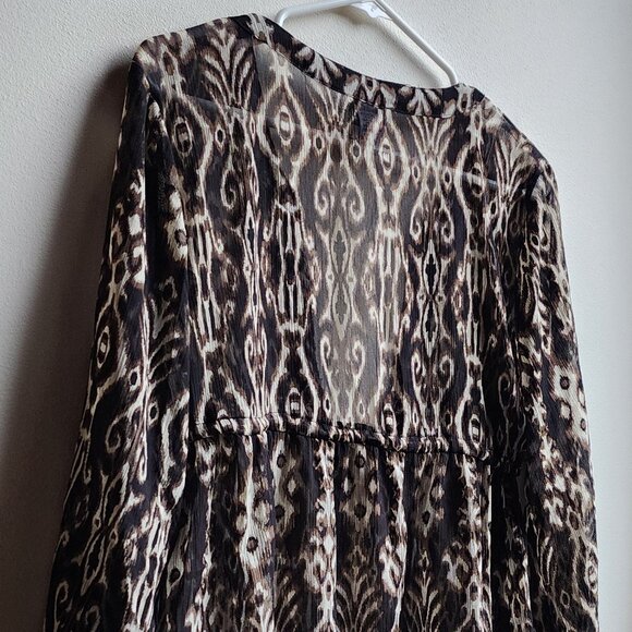 Bali Club Brown/Cream Native Tropical Print Tunic Size Medium - Picture 11 of 14